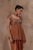 Peplum top with opada silk yoke in copper colour with tissue flare
